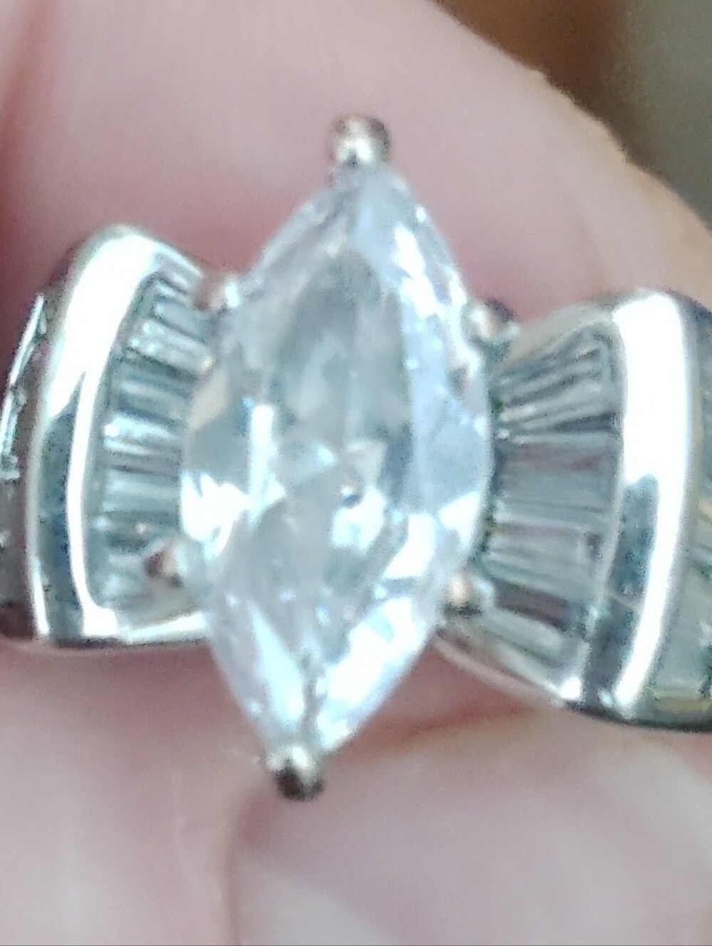 Silver Marquise Cubic Zirconia Ring - Clear Sparkle